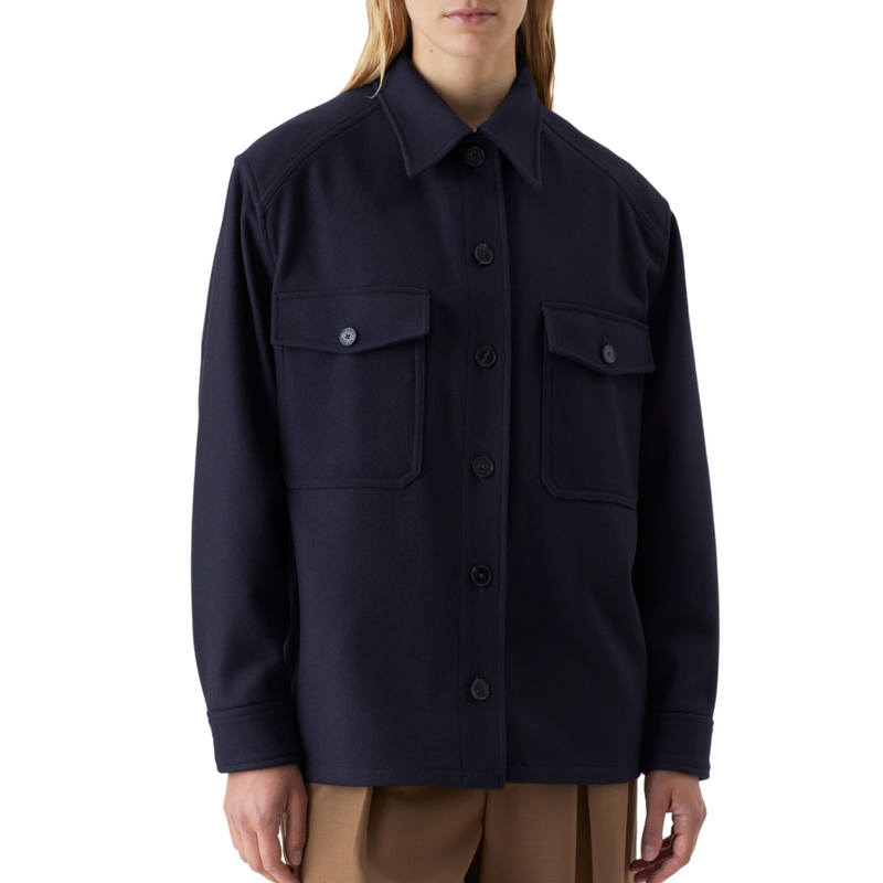 Wool Overshirt in Dark Night