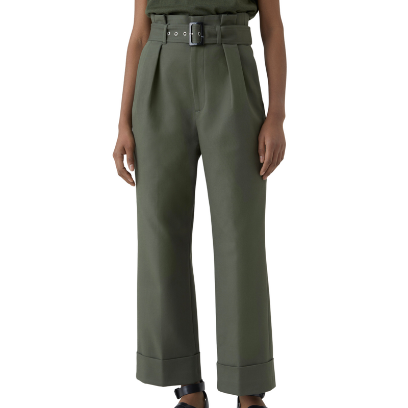 Shannah Cotton Stretch Pants in Green Pine