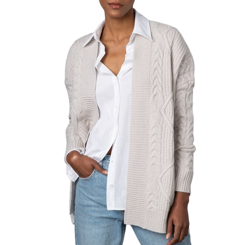 Luxe Cable Cardigan in Birch 