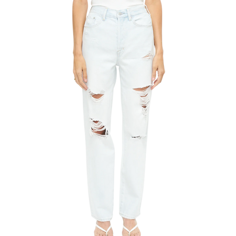 Cassie Super High Rise Straight Crop in Sunfaded Distressed