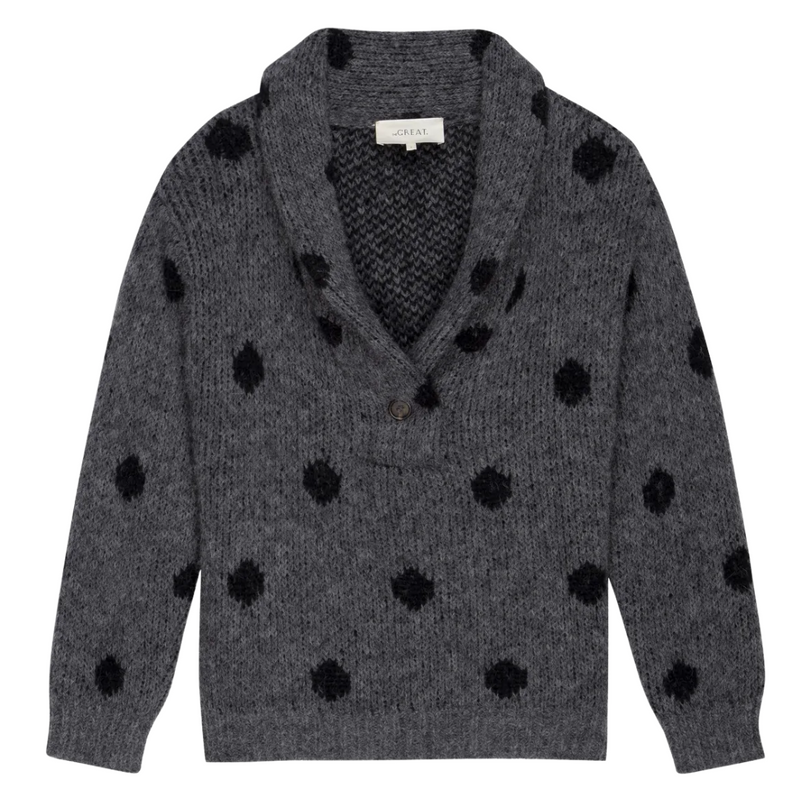 The Polkadot Henley Pullover in Charcoal 
