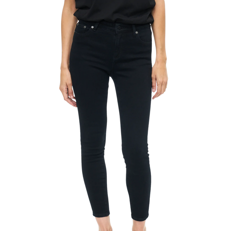 Audrey Mid Rise Skinny in Dark Vinyl