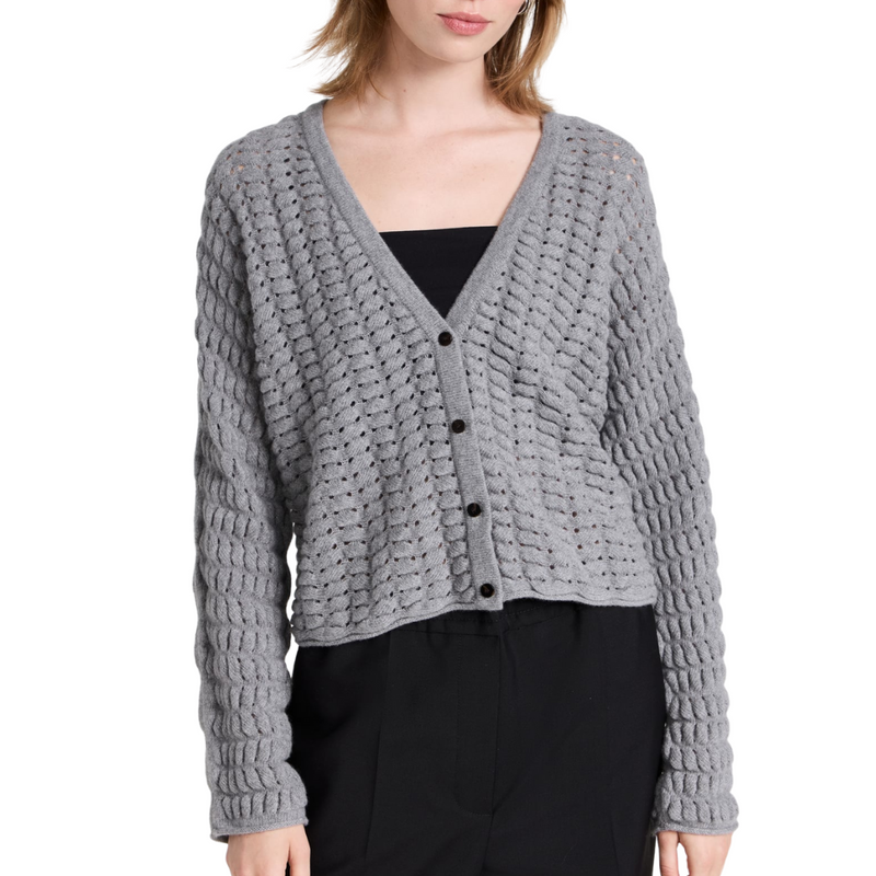 Textured Hanelee Cardigan in Grey Heather