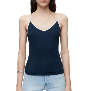 Re/Done 90s Spaghetti Strap Tank in Navy with Ivory in Vermont