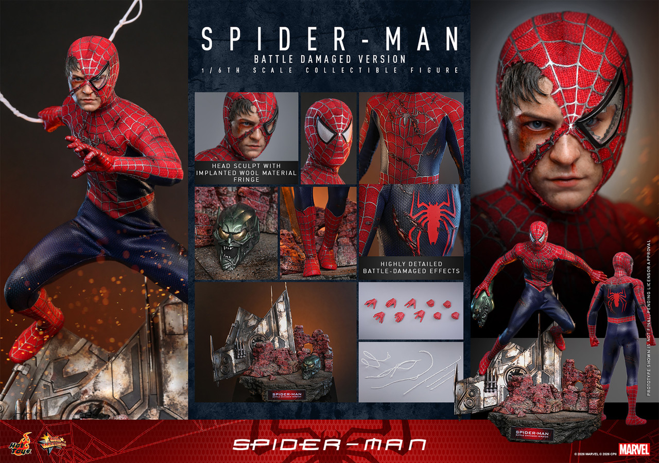 Hot Toys 1/6 MMS859 Spider-Man Battle Damaged Action Figure 10