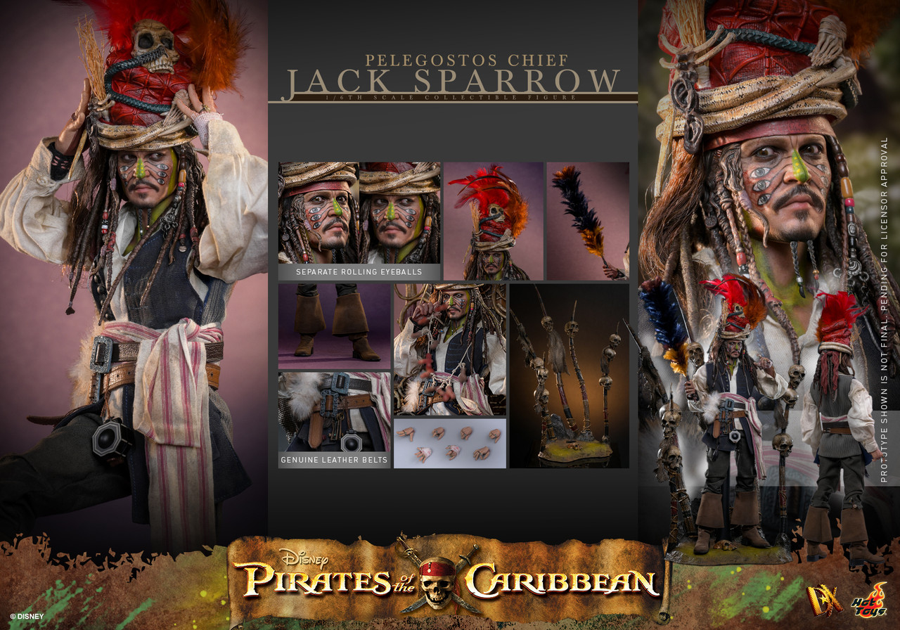 Hot Toys 1/6 DX48 Pelegostos Chief Jack Sparrow Action Figure Pirates of the Caribbean Dead Man’s Chest 8