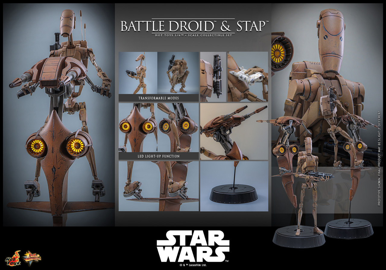 Hot Toys 1/6 MMS887 Battle Droid & STAP Figure Set 915690 11