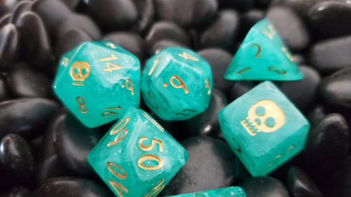 RIP Tide DnD Dice Set, d20 Polyhedral Dice Set - Ocean Themed Gaming Dice - Pirate Dice
