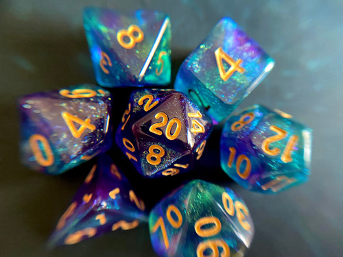 Water SPRITE Dnd Dice Set for Dungeons and Dragons TTRPG, d20 Polyhedral Dice set for Tabletop Role Playing Games
