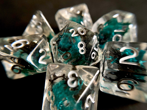 Moon MOSS DNd Dice set, TTrpg dice, d20 Polyhedral dice set -for Tabletop Games Dungeons and Dragons,  real preserved MOSS inside!