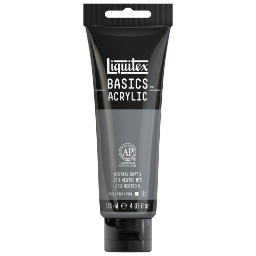 372246, Liquitex Basics, Neutral Grey Value 5, 4oz.