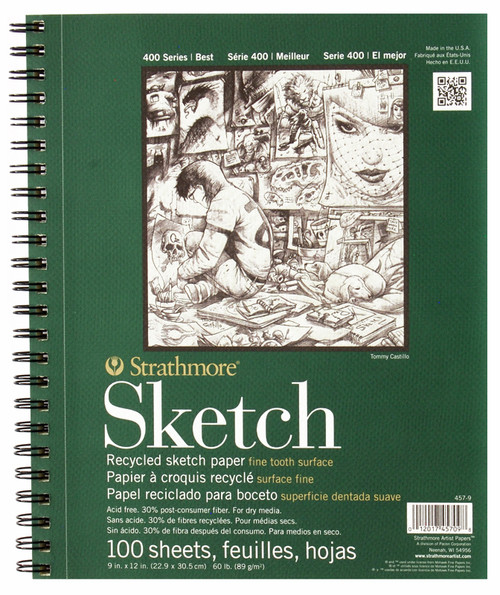 341645, Strathmore Recycled Sketch 400 Series, 9"x12" 100 sheets