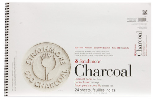 347076, Strathmore Charcoal 500 Series White, 12"x18" 24 sheets