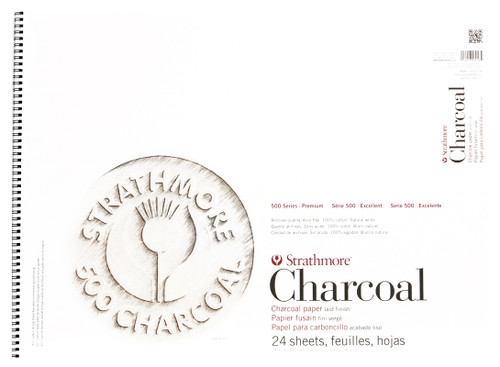 347077, Strathmore Charcoal 500 Series White, 18"x24" 24 sheets