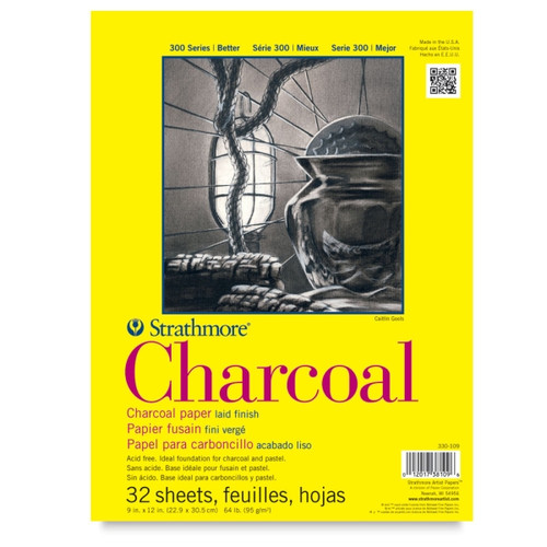 347058, Strathmore Charcoal 300 Series Tape Bound, 9"x12" 32 sheets