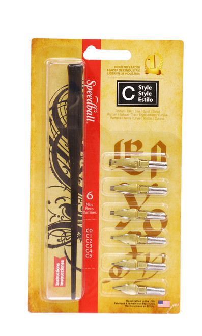 528167, Speedball Lettering Pen Set, C Style, 6 nibs and one Holder