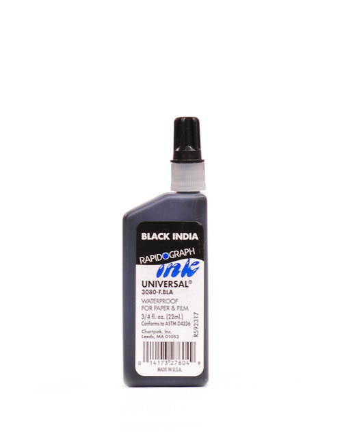 511108, Koh-I-Noor Universal Ink, Black, 3/4oz. Bottle