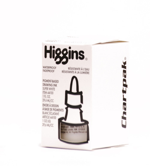 511514, Higgins Waterproof Color Drawing Ink, White, 1oz. Bottle