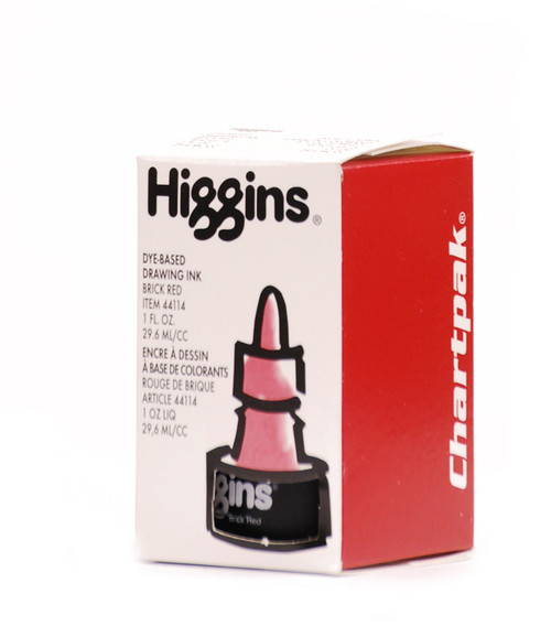 511515, Higgins Waterproof Color Drawing Ink, Brick Red, 1oz. Bottle