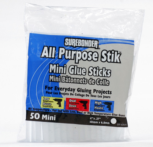 572162, Cool Melt Mini Glue Sticks, 4", 50/sticks