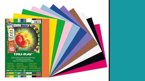 342130,  Tru-ray Construction Paper, Turquoise, 9"x12" 50 sheets