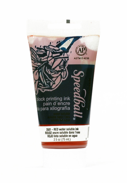 623501, Speeball Water Soluble Printing Ink, Red, 75cc Tube