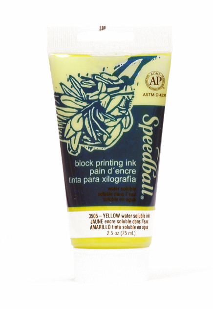 623505, Speeball Water Soluble Printing Ink, Yellow, 75cc Tube