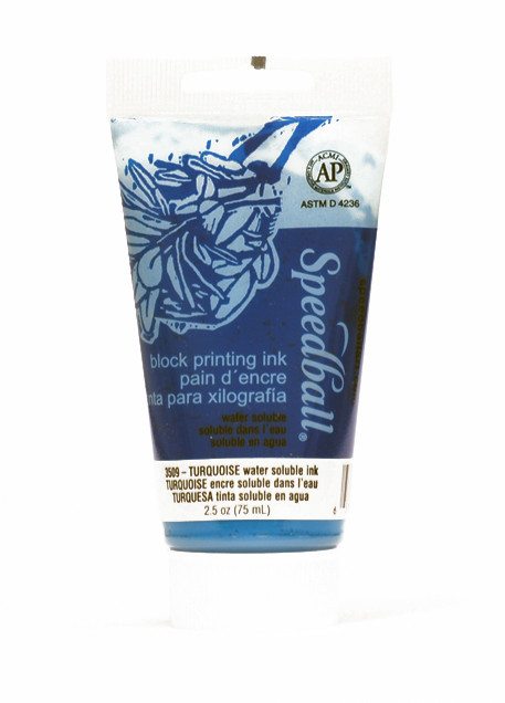 623509, Speeball Water Soluble Printing Ink, Turquoise, 75cc Tube