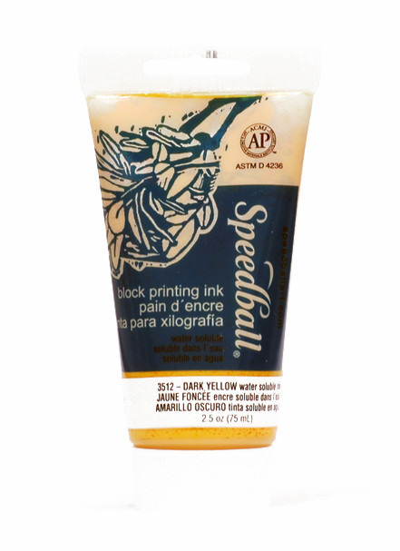 623512, Speeball Water Soluble Printing Ink, Dark Yellow, 75cc Tube