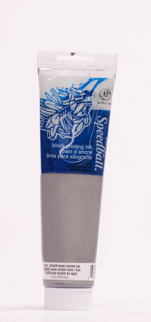 623614, Speeball Water Soluble Printing Ink, Silver, 147cc Tube