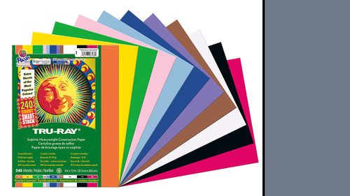 342153, Tru-ray Construction Paper, Slate, 9"x12" 50 sheets