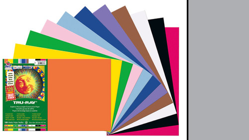 342187, Tru-ray Construction Paper, Gray, 12"x18" 50 sheets