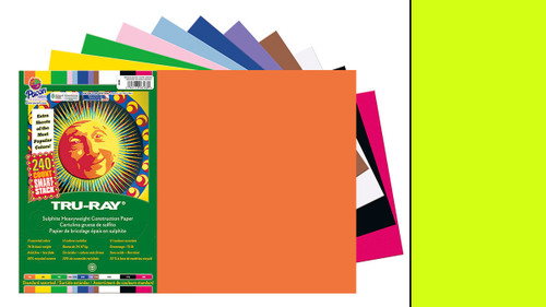 342197, Tru-ray Construction Paper, Brilliant Lime, 18"x24" 50 sheets