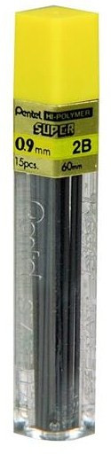 452525, Pentel Super Hi-Polymer Lead .9mm, 2B