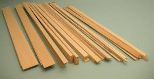 630524, Balsa Wood Sticks 36" Length, 1/8"x1/2"      25/pk