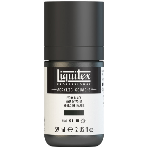382758, Liquitex Acrylic Gouache, Ivory Black, 2oz.