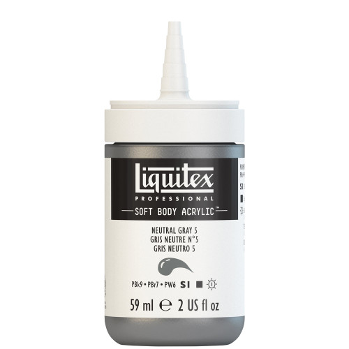 382460, Liquitex Soft Body, Neutral Gray 5, 2oz
