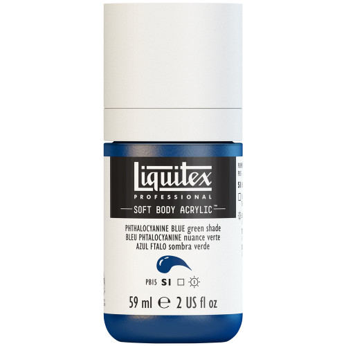 382463, Liquitex Soft Body, Phthalocyanine Blue green shade, 2oz