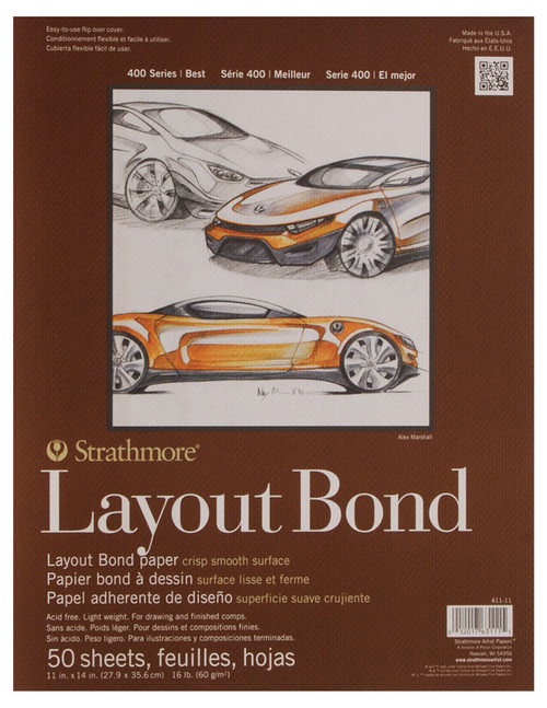 341741, Strathmore Layout Bond 300 Series, 11" x 14" 50 sheets