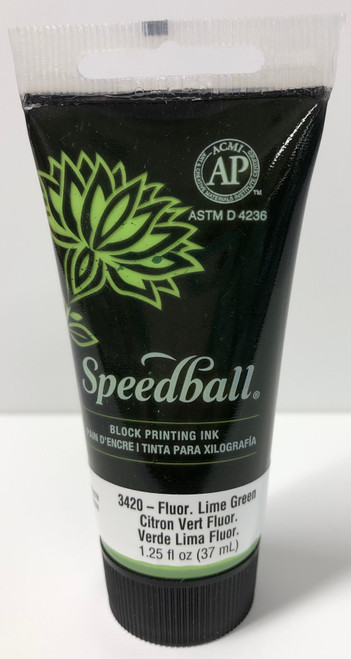 623420, Water-Soluble Block Printing Ink, 1.25oz    Flourescent Lime Green