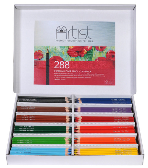 446013, Fantasia Premium Aritst Color Pencils Class Box, 12 colors, 24 each