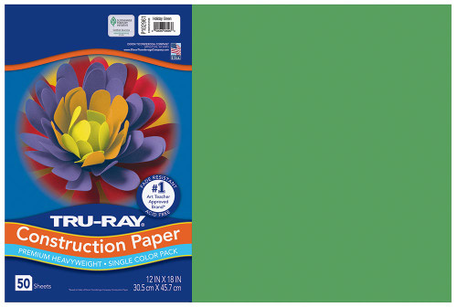 342168, Tru-ray Construction Paper, Holiday Green, 12"x18" 50 Sheets