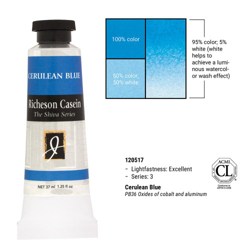 370987, Casein, Cerulean Blue, 1.25oz.