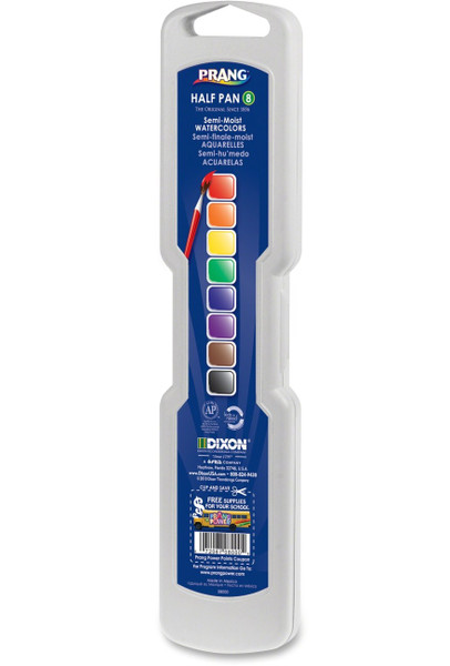 374313, Prang,Semi-Moist Watercolors, 8 half pan colors w/brush