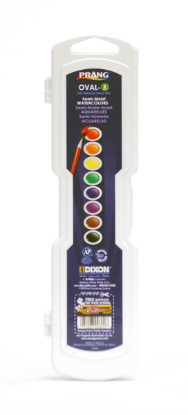 374315, Prang,Semi-Moist Watercolors, 8 oval pan colors w/brush