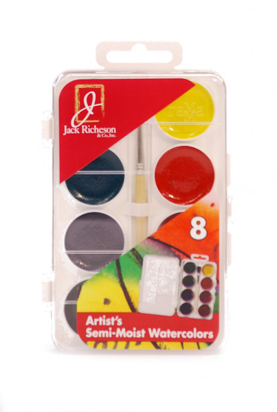 374485, Richeson Semi-Moist Watercolors, 8 color Set w/brush