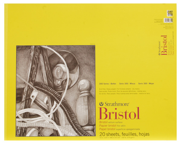 341703, Strathmore Bristol Vellum Pad 300 Series, 19"x24", 20 sheets