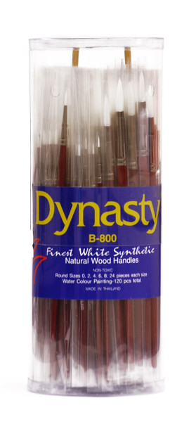 406916, Dynasty B-800 White Taklon Brushes, Rounds,  120/ct.