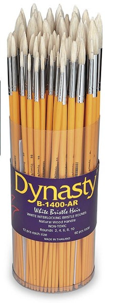 407056, Dynasty B-1400AR White Bristle, Rounds, 60/pc.