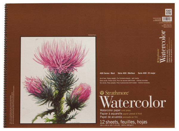 341639, Strathmore Watercolor Pad 400 Series, 18"x24" 12 sheets